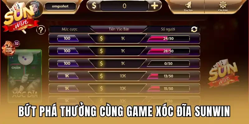 Bứt phá thưởng cùng game xóc đĩa Sunwin