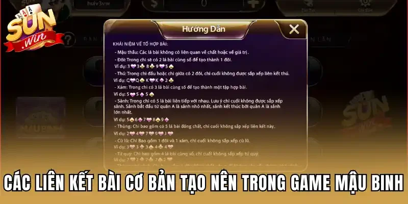Các liên kết bài cơ bản tạo nên trong game mậu binh
